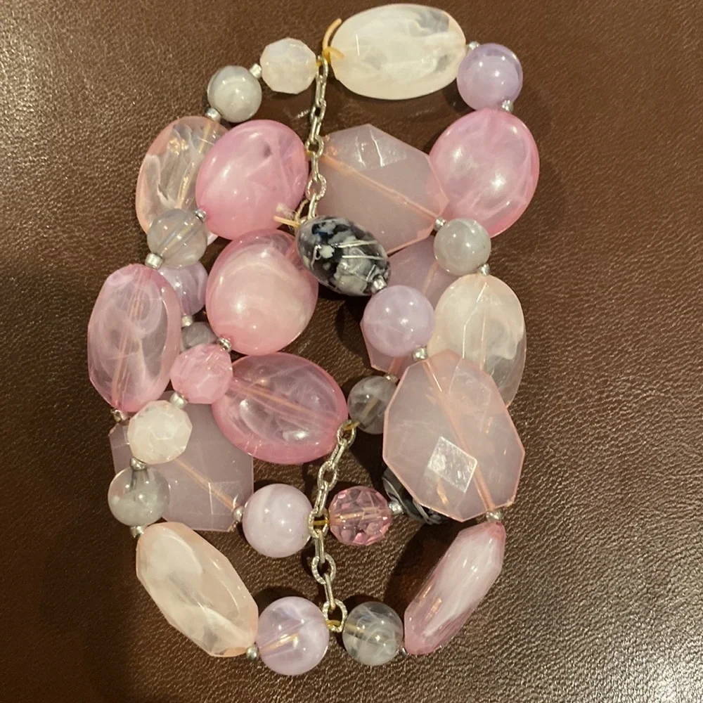 TWO stone and bead stretch bracelets.
